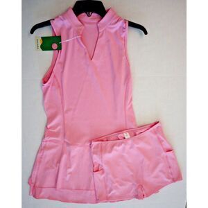 Halara Women's Sz Small Pink Play It My Way 2 Piece Tiered Active Dress & Shorts